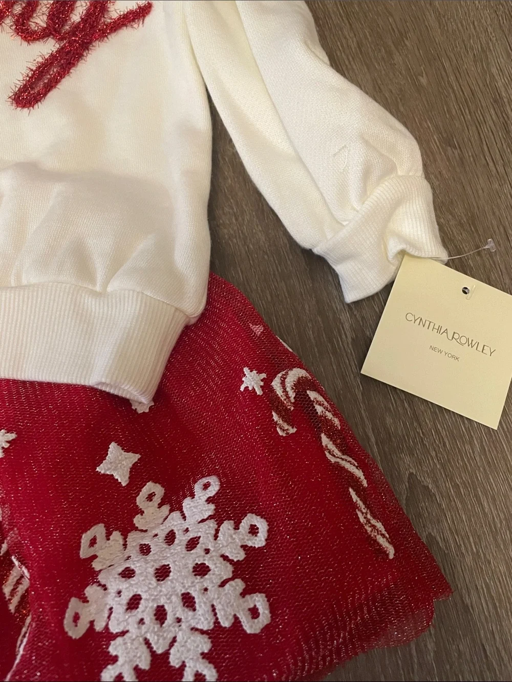 Cynthia Rowley Holiday Christmas Sweater & Red Snowflake Tulle Skirt w/ bow set